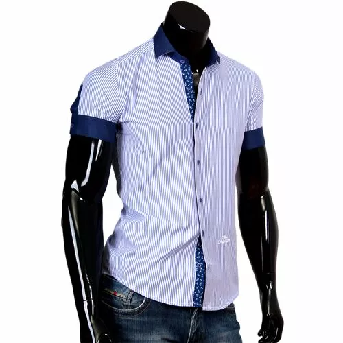 Комбинированная мужская рубашка с коротким рукавом фото