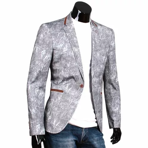 Стильный мужской пиджак под джинсы серого цвета