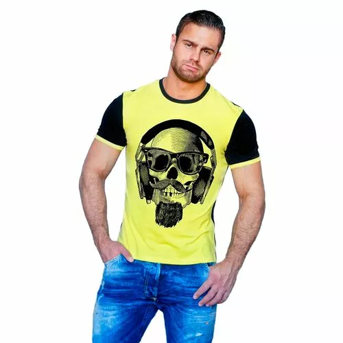 Модная мужская футболка желтого цвета (Хипстер)