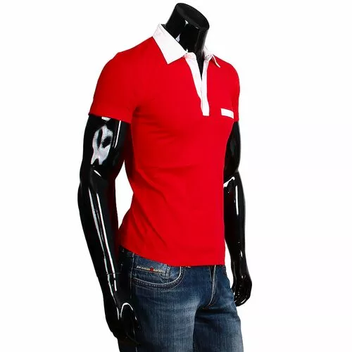 Яркая приталенная мужская рубашка поло красного цвета