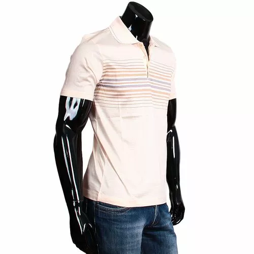 Модная приталенная мужская рубашка поло бежевого цвета