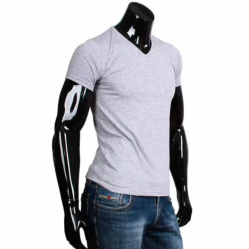 Однотонная приталенная мужская футболка серого цвета