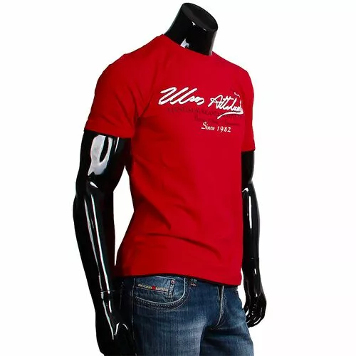 Стильная мужская футболка бордового цвета с надписями