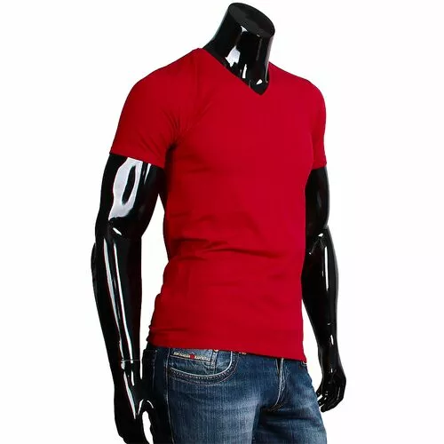 Однотонная приталенная мужская футболка бордового цвета