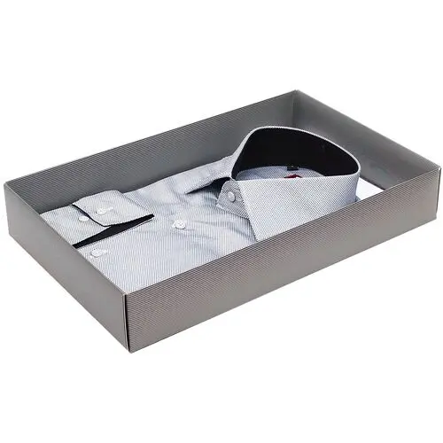 Стильная приталенная рубашка серого цвета в мелкий горошек