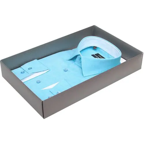 Модная приталенная мужская сорочка бирюзового цвета