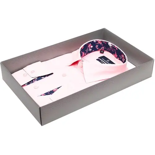 Модная приталенная рубашка бледно-розового цвета