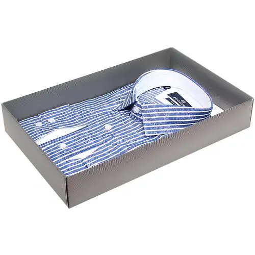 Модная приталенная рубашка синего цвета в полоску