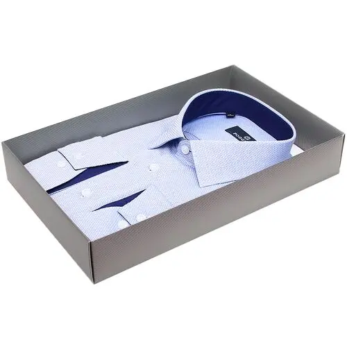 Деловая приталенная рубашка голубого цвета