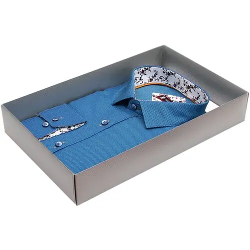 Приталенная сорочка серо-голубого цвета