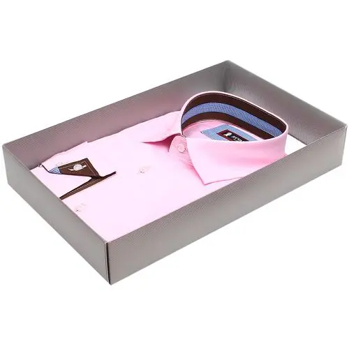 Стильная приталенная рубашка розового цвета