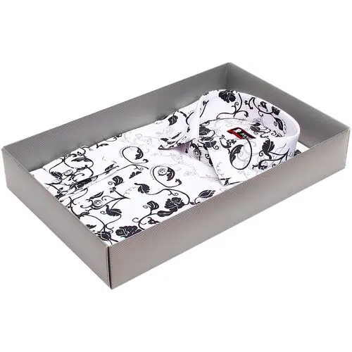 Белая приталенная мужская рубашка Rvvaldi 2010-31 в цветах