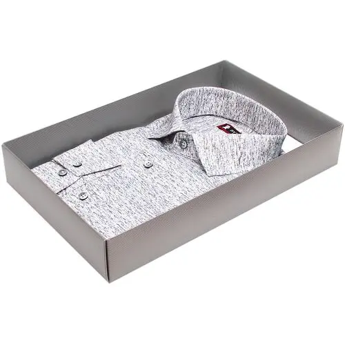 Стильная приталенная рубашка серого цвета в крапинку