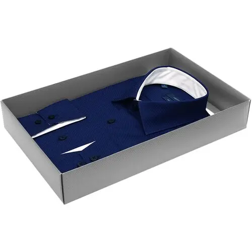 Эксклюзивная приталенная рубашка синего цвета