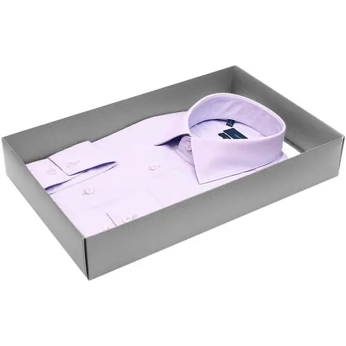 Однотонная приталенная рубашка сиреневого цвета