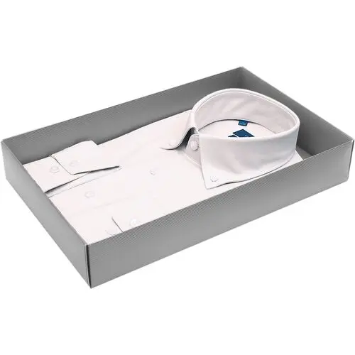 Интересная приталенная рубашка светло-серого цвета