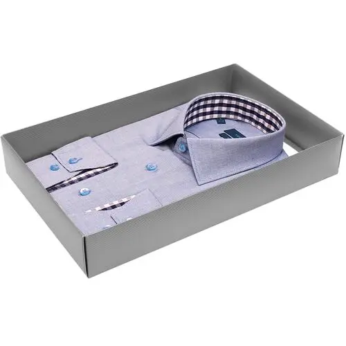 Интересная приталенная рубашка синего цвета