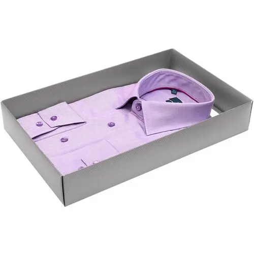 Стильная приталенная рубашка сиреневого цвета