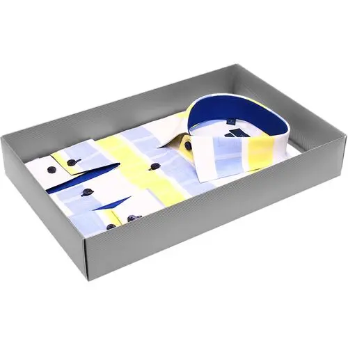 Яркая приталенная рубашка в широкую полоску