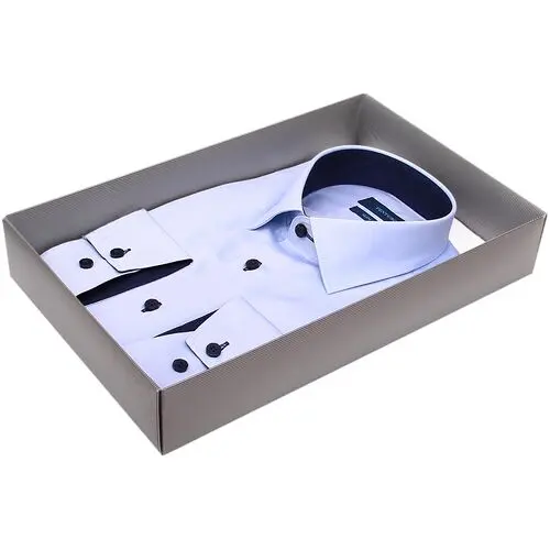 Однотонная приталенная рубашка голубого цвета с длинными рукавами