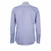 Строгая приталенная рубашка синего цвета с манжетом под запонки-2