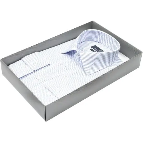 Бледно-сиреневая приталенная рубашка в полоску