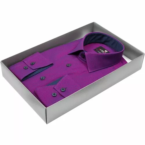 Сливовая приталенная мужская рубашка Alessandro Milano 3001-65
