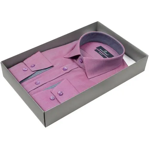 Сиреневая приталенная рубашка с классическим воротником