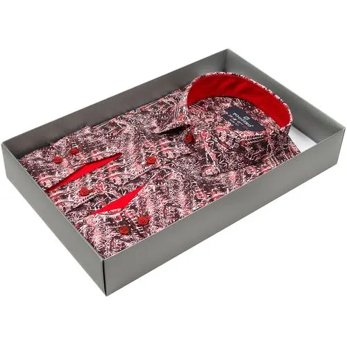 Бордовая приталенная рубашка в абстракции