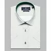 Белая приталенная рубашка в зеленый горошек с коротким рукавом-4