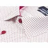 Белая приталенная рубашка в бордовый горошек с коротким рукавом-2