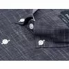 Темно-синяя приталенная рубашка меланж с коротким рукавом-2