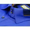 Синяя мужская рубашка  с высоким комбинированным воротником-2