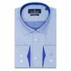 Голубая мужская рубашка в узорах с длинными рукавами-3