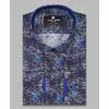 Синяя приталенная мужская рубашка в цветах с длинными рукавами-3