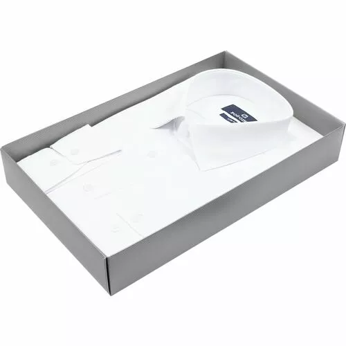 Белая приталенная рубашка с длинными рукавами