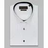 Белая приталенная рубашка в полоску с коротким рукавом-3