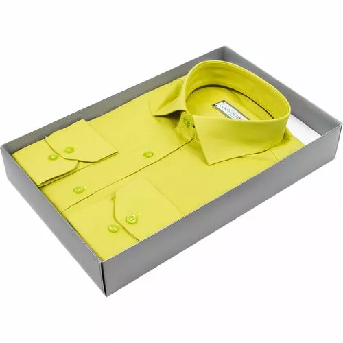 Желто-зеленая мужская рубашка с длинными рукавами
