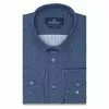 Темно-синяя приталенная мужская рубашка в горошек с длинными рукавами-3