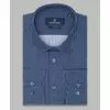 Темно-синяя приталенная мужская рубашка в горошек с длинными рукавами-4