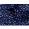 Темно-синяя приталенная мужская рубашка в цветочек с длинными рукавами-2