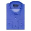 Синяя приталенная мужская рубашка в узорах с длинным рукавом-3