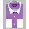 Комбинированная фиолетовая приталенная рубашка в полоску с длинными рукавами-4