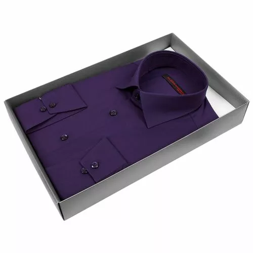 Темно-фиолетовая приталенная рубашка с длинными рукавами