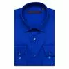 Синяя приталенная рубашка с длинными рукавами-3