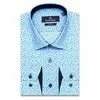 Turquoise fitted shirt in patterns with long sleeves-3