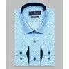 Turquoise fitted shirt in patterns with long sleeves-4