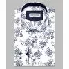 Белая приталенная рубашка в цветах с длинными рукавами-4