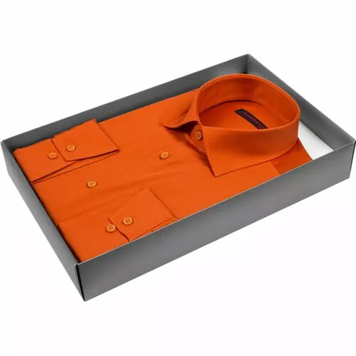 Темно-оранжевая приталенная рубашка с длинными рукавами
