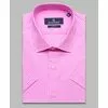Розовая приталенная рубашка в клетку с коротким рукавом-4
